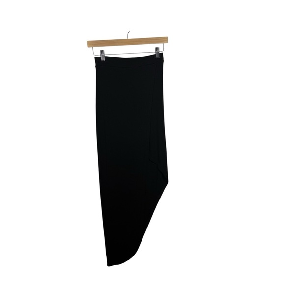 BCBGMaxazria Mercer Jersey Ribbed Asymmetrical Wrap Skirt Black XXS - Picture 2 of 9